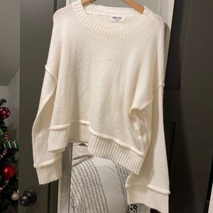 Cream medium bell sleeve knit sweater